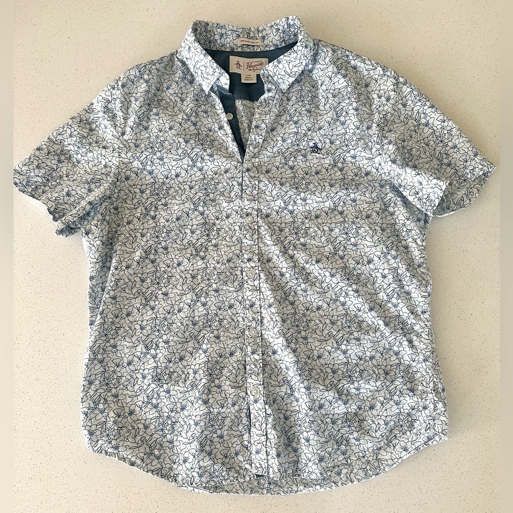 Original Penguin Men’s Short Sleeve Button Down Shirt - size Large